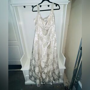 Scott McClintock Floral Satin White Gown